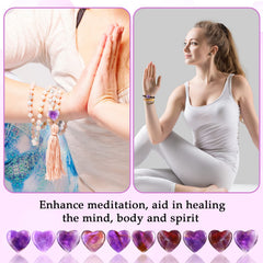 Gerrii purple heart crystal set in a meditation scene.