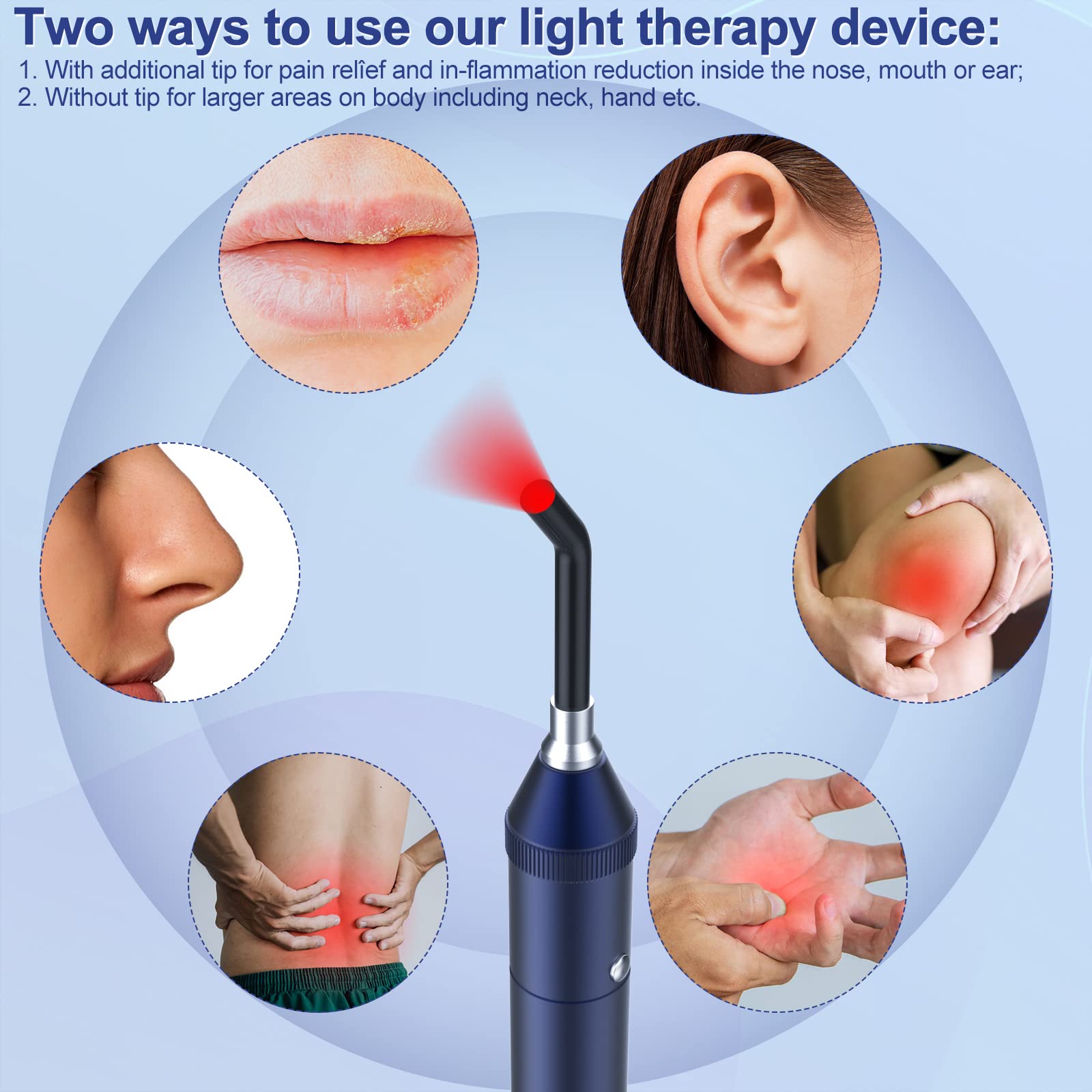 Gerylove red light device mouth-nose-ear treatment for relief during daily routines.