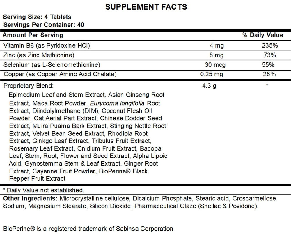 Diesel Test Hardcore ingredients panel emphasizes Tribulus, Maca, and Zinc