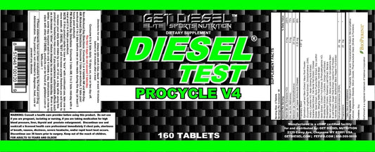 GET DIESEL NUTRITION Diesel Test Procycle bottle back label highlights DHEA and pregnenolone