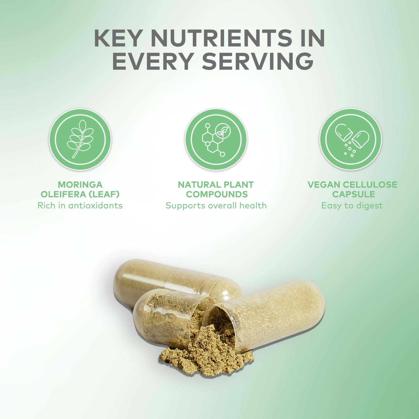 GET Supplements Moringa packaging shot emphasizes non-GMO, additive-free formula for clean daily use.