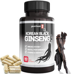 GeumHeuk bottle showing Korean Black Ginseng capsules for daily energy support