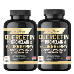 Gflow Quercetin with Bromelain and Elderberry bottle for immune support
