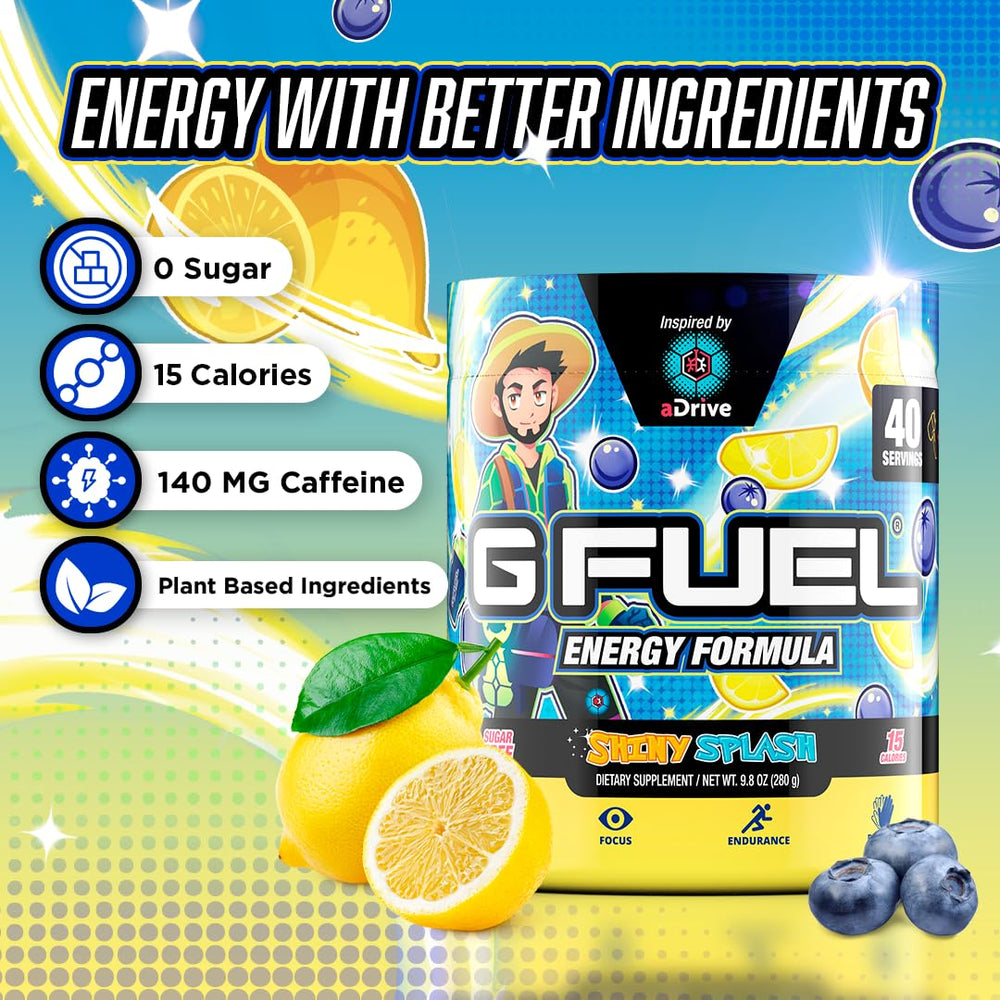 G Fuel aDrive dissolving powder in a glass shows quick flavor mix