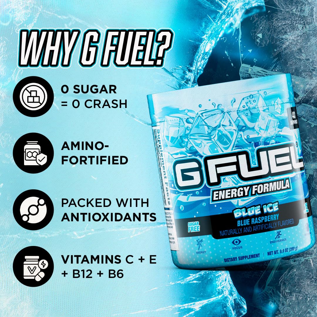 G Fuel brand logo Blue Ice can evokes energetic focus.