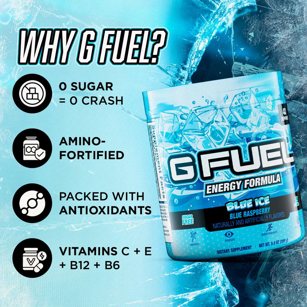 G Fuel brand logo Blue Ice can evokes energetic focus.