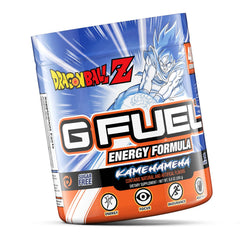 G Fuel Dragon Ball Z energy drink powder poured into a shaker demonstrates portability.