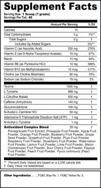 G Fuel Dragon Ball Z label close-up emphasizing branding and vitamin blend.
