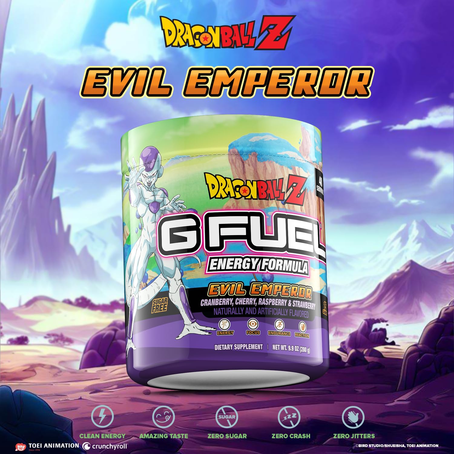 G Fuel Dragon Ball Z powder scoop shown for quick, easy preparation.