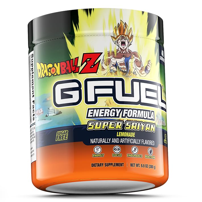 G Fuel Dragon Ball Z Lemonade bottle on desk ready for use