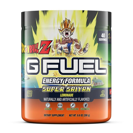 G Fuel Dragon Ball Z Lemonade tub front for gaming energy boost