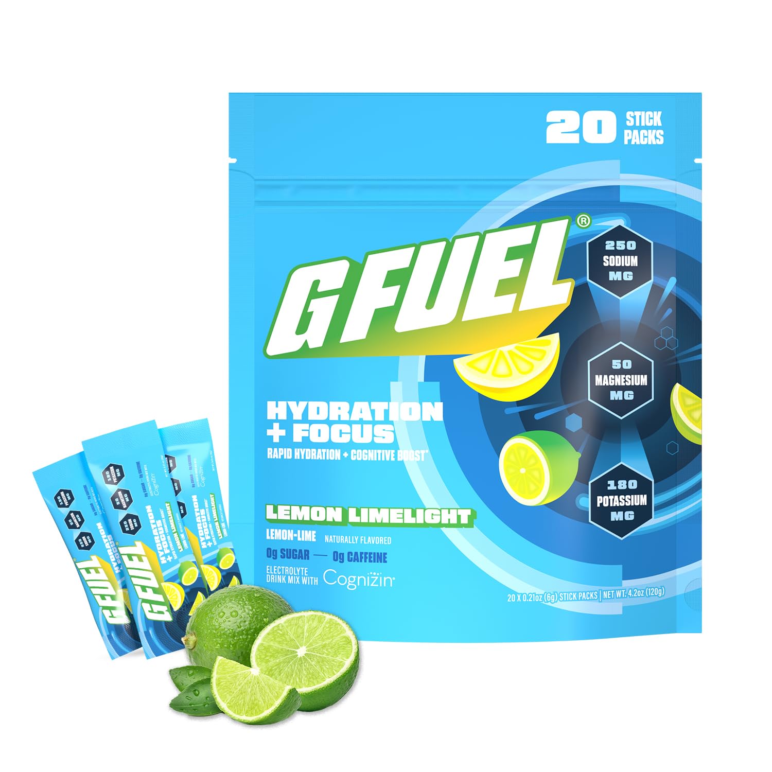 G Fuel Electrolytes Lemon Lime tub front for refreshing hydration and focus