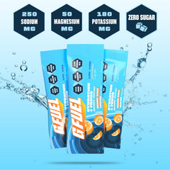 G Fuel Electrolytes Orange Oasis glass shown with refreshing zero sugar hydration.