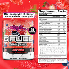 G Fuel Fruit Punch pouring into glass demonstrates an energizing ritual for longer play