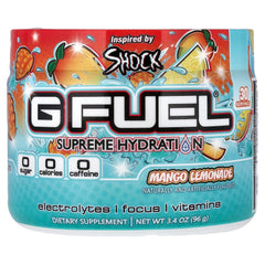 G Fuel Mango Lemonade Supreme Hydration bottle pour for on-the-go hydration and focus.