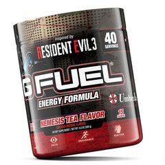 G Fuel Nemesis Tea ready drink glass presents refreshing lemonade iced tea flavor and focus.