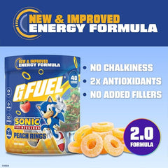 G Fuel Sonic 2.0 nutrition labels show antioxidants and vitamins.