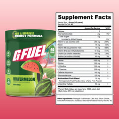 G Fuel Watermelon antioxidants and vitamins label highlights key nutrients
