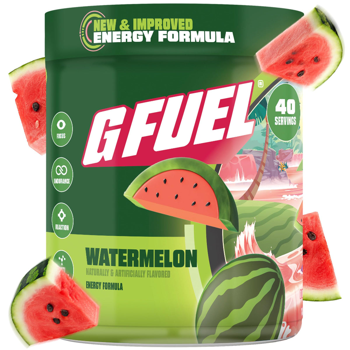 G Fuel Watermelon energy powder tub for gaming sessions and focus