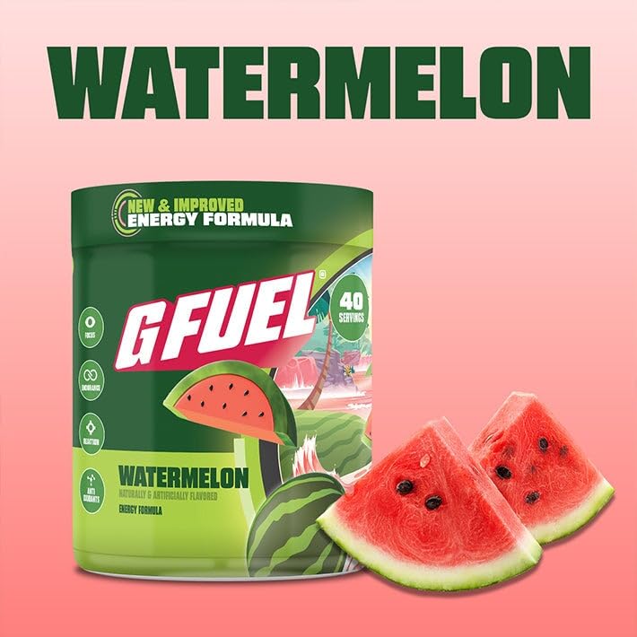 G Fuel Watermelon packaging on a desk setup ready for pre-game