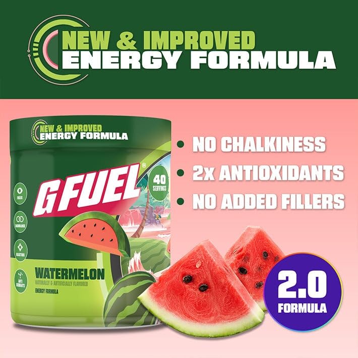 G Fuel Watermelon scoop in tub for quick, sugar-free refills