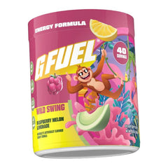 G Fuel Wild Swing ready-to-mix drink illustrates a sugar-free energy boost during gaming.