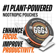 GGGJ Orange Burst pouches closeup highlights clean energy without jitters.