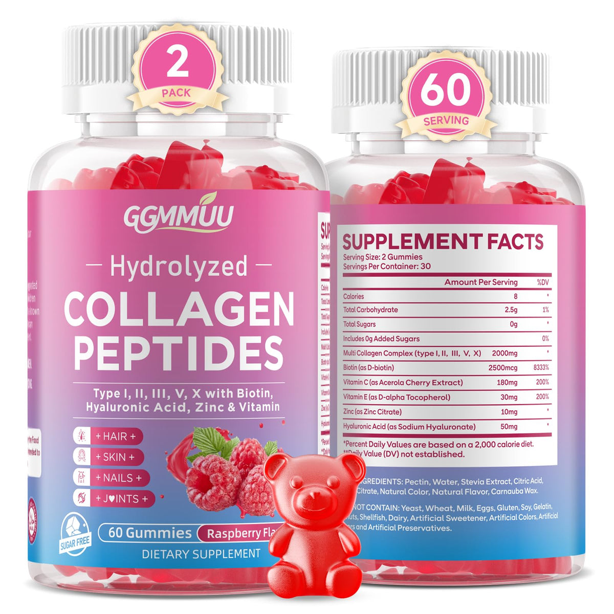 GGMMUU collagen peptides gummies bottle ready for daily skin, hair, and nails routine.