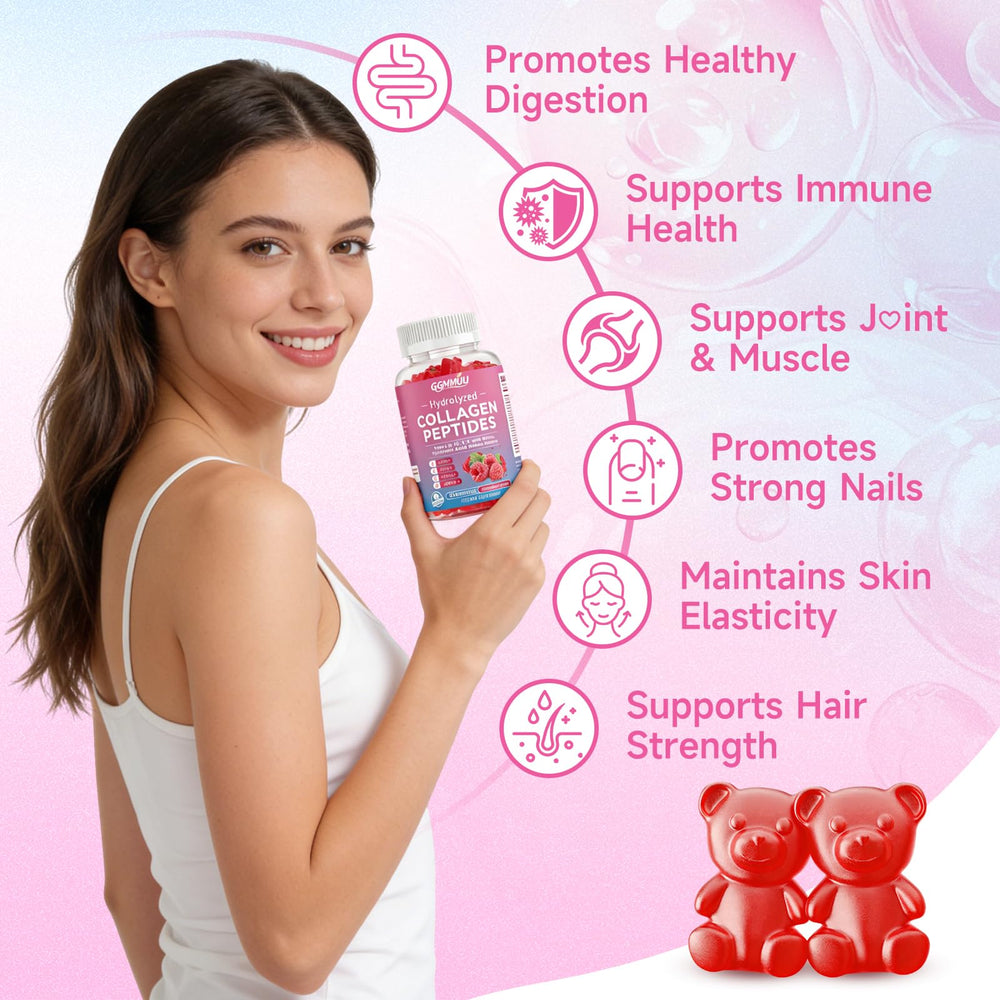 GGMMUU hydrolyzed collagen peptides close-up for easier digestion.
