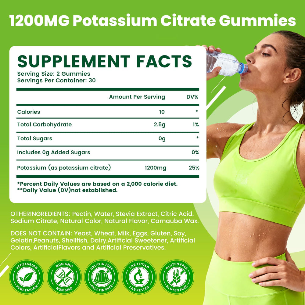 GGMMUU 1200mg per serving gummies highlighting potent potassium in a bite.
