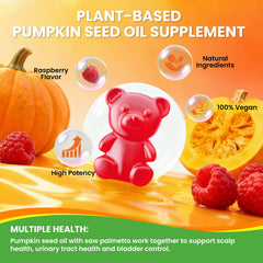 GGMMUU ingredients panel highlights pumpkin seed oil and saw palmetto blend.
