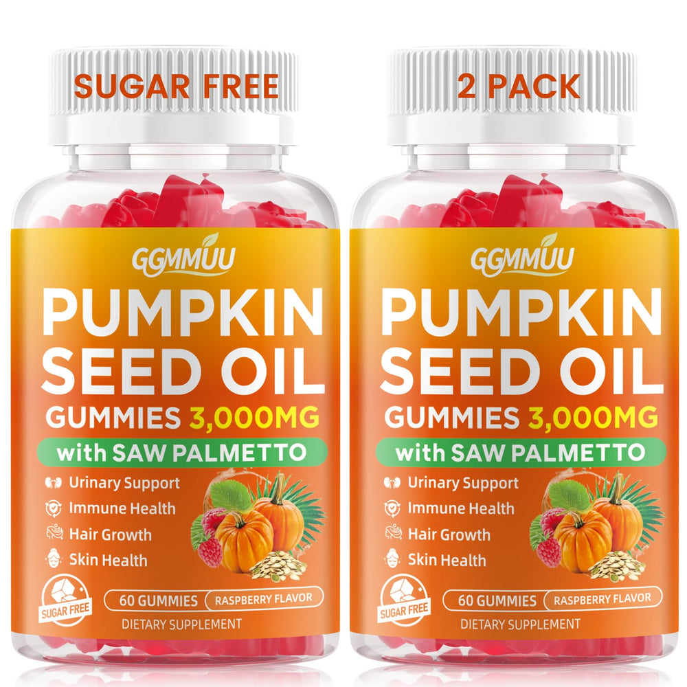 GGMMUU pumpkin seed oil gummies raspberry bottle for convenient daily hair and skin support.