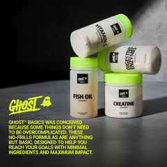 GHOST Basics Creatine pictured with Legend and Pump for stacking ideas.