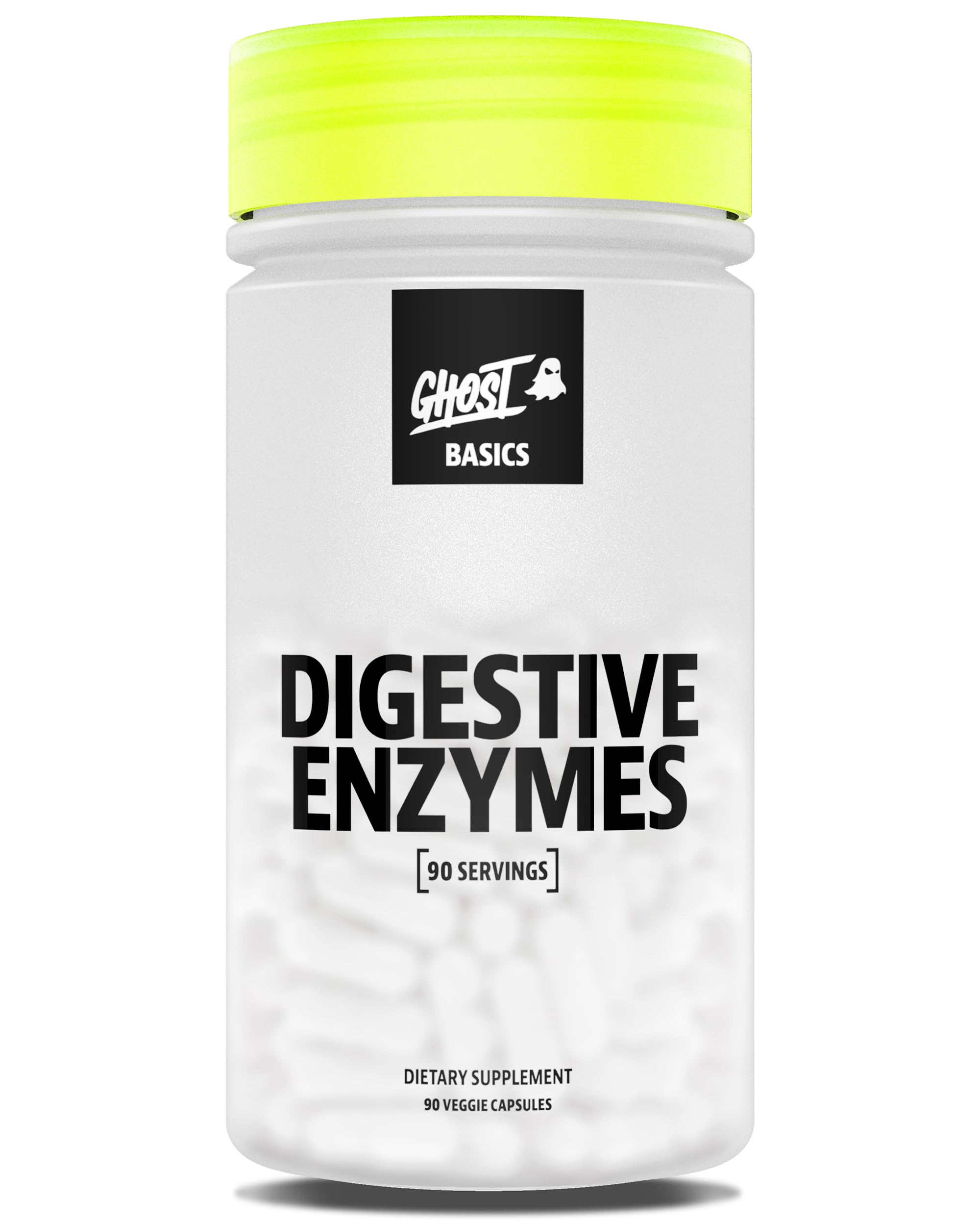 GHOST Basics Digestive Enzymes bottle for daily vegan digestion support.