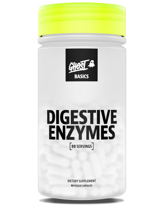 GHOST Basics Digestive Enzymes bottle for daily vegan digestion support.