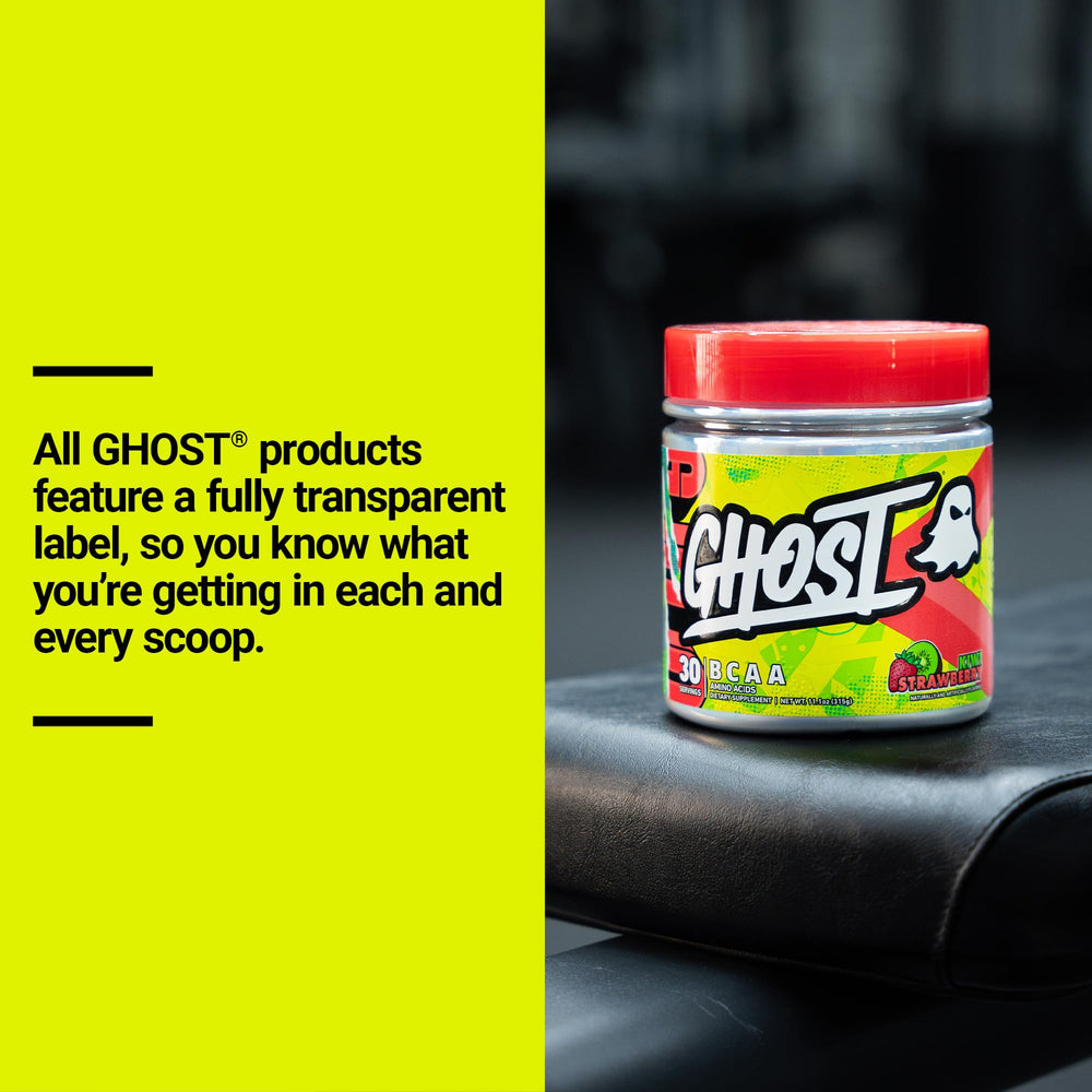 GHOST BCAA Kiwi Strawberry scoops count demonstrates seven grams per serving