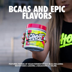 Ghost BCAA Lemon Crush scoop highlights 7g BCAAs for intra-workout refreshment