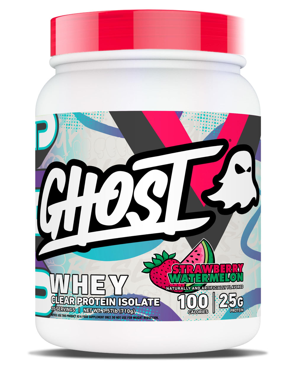 Ghost Clear Whey Isolate Strawberry Watermelon tub for post-workout refreshment.