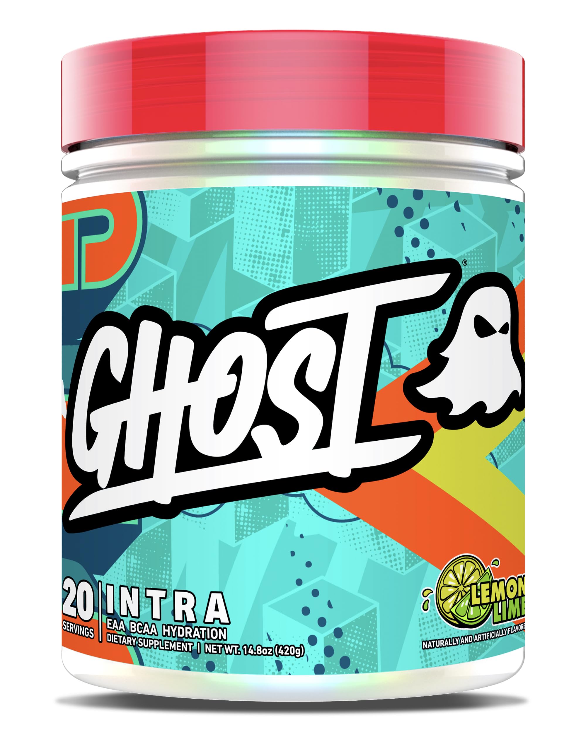 GHOST Intra Lemon Lime bottle with clear label for workout hydration.