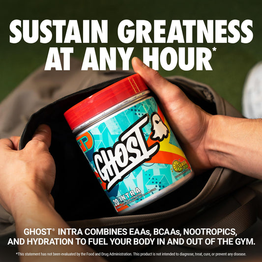 GHOST Intra Lemon Lime pour showing smooth mix for intra-workout energy.