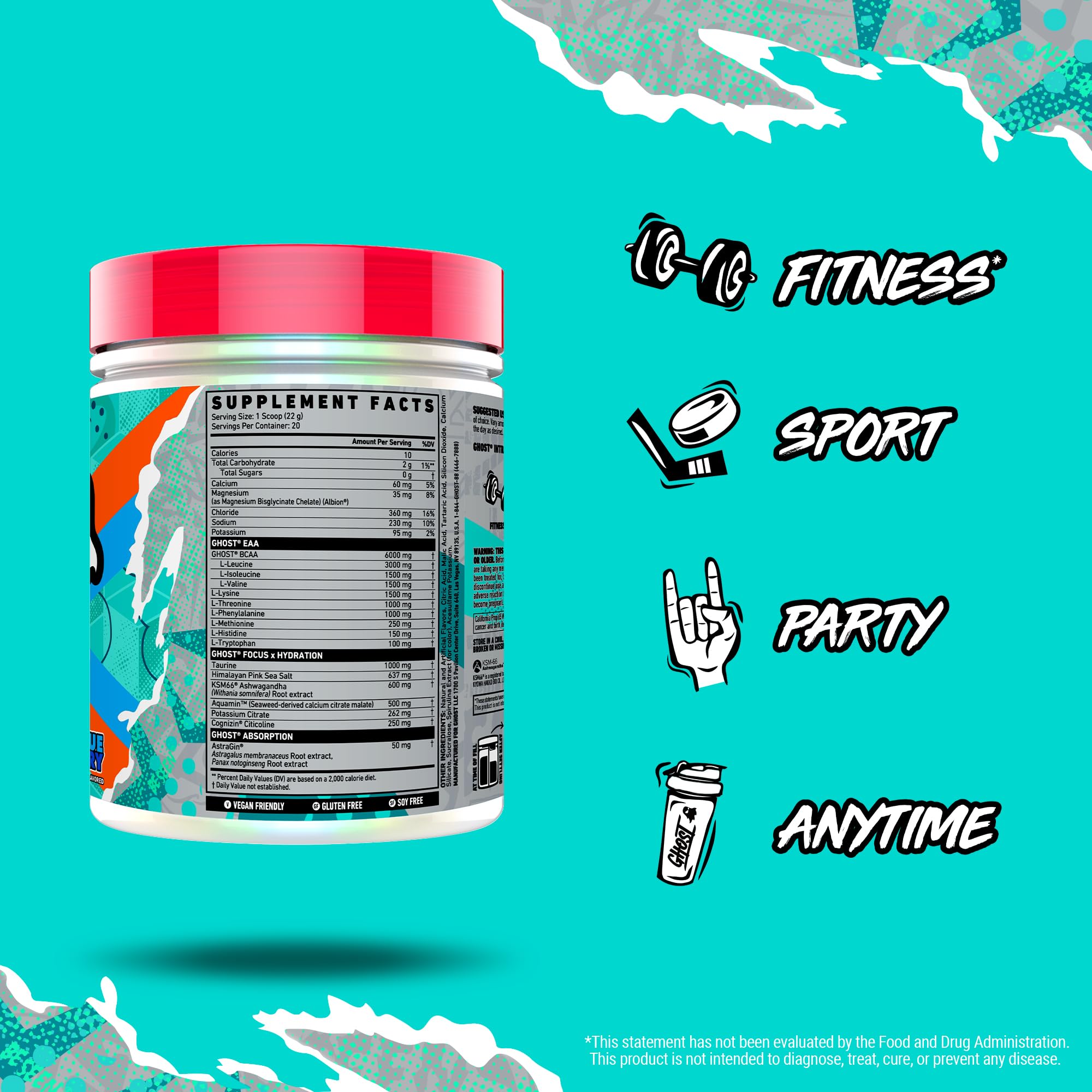 GHOST Intra transparent label emphasizes openness about active ingredients.