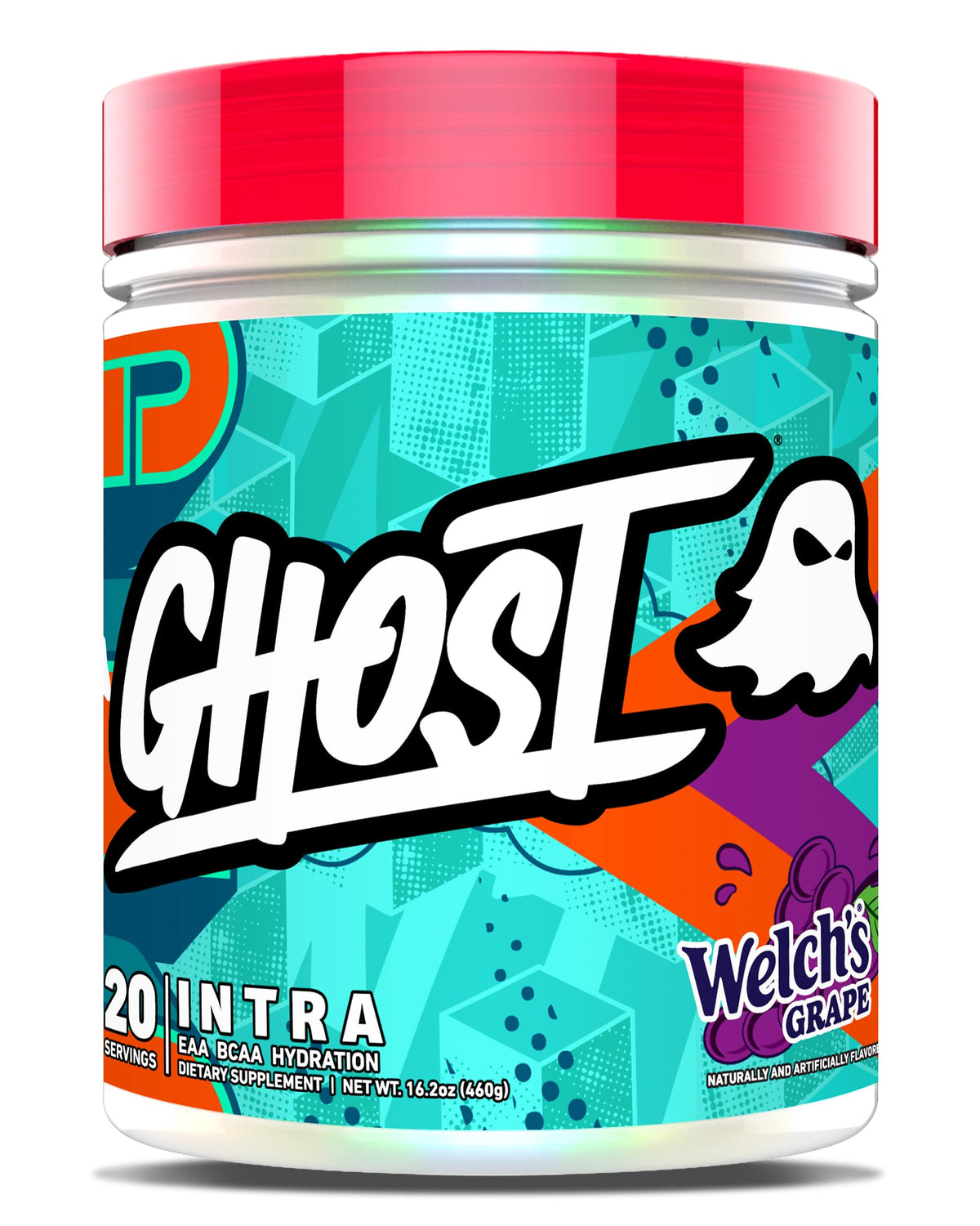 GHOST Intra Welch's Grape label displays transparent dosing for informed choices.