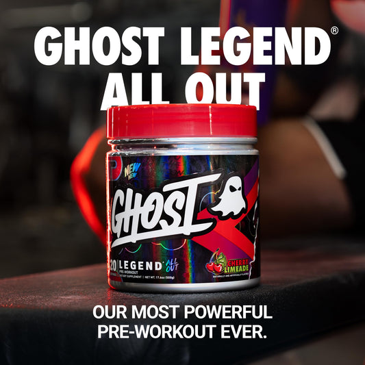 Ghost Legend All Out Cherry Limeade label showing transparent dosing