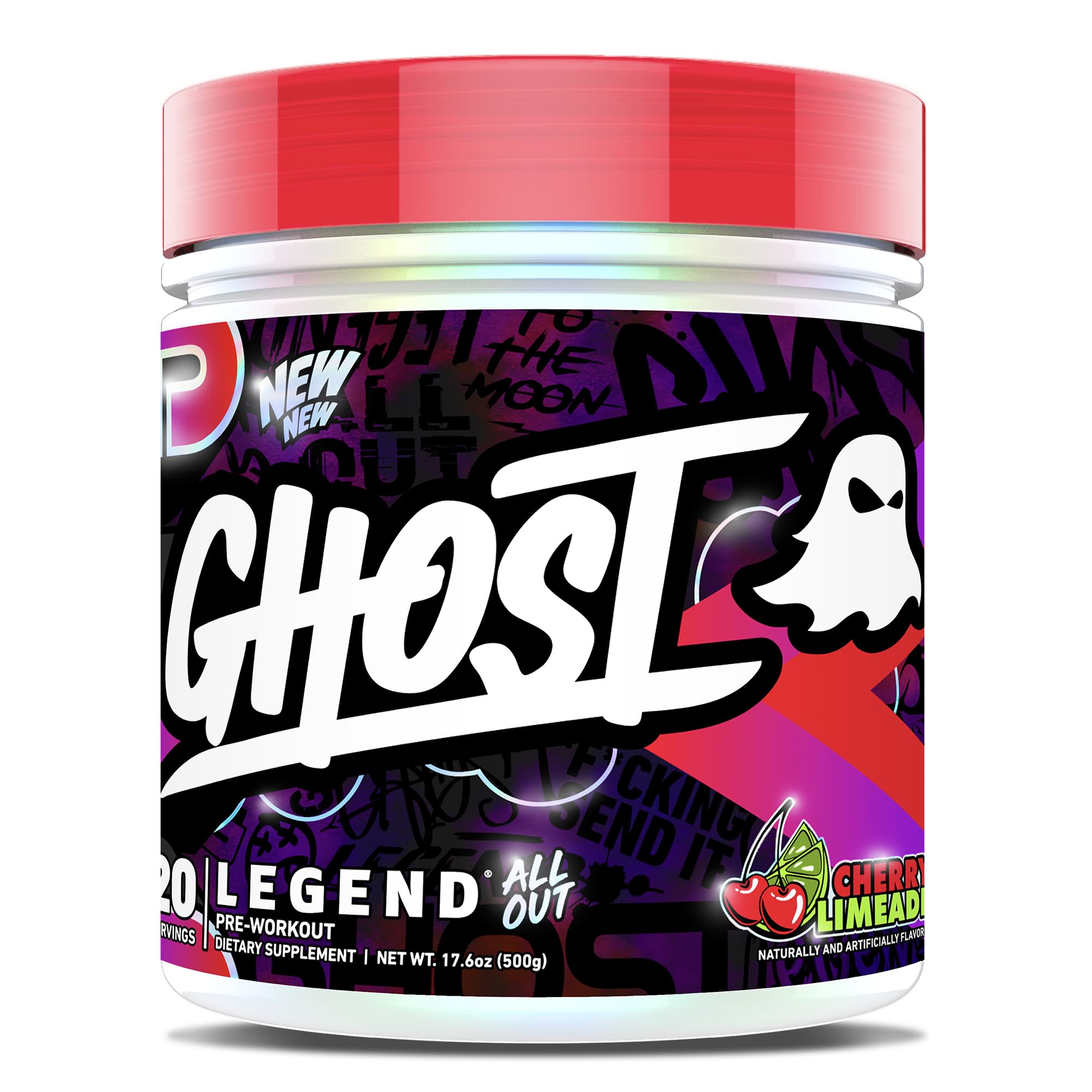 Ghost Legend All Out Cherry Limeade pre-workout powder tub ready for intense sessions