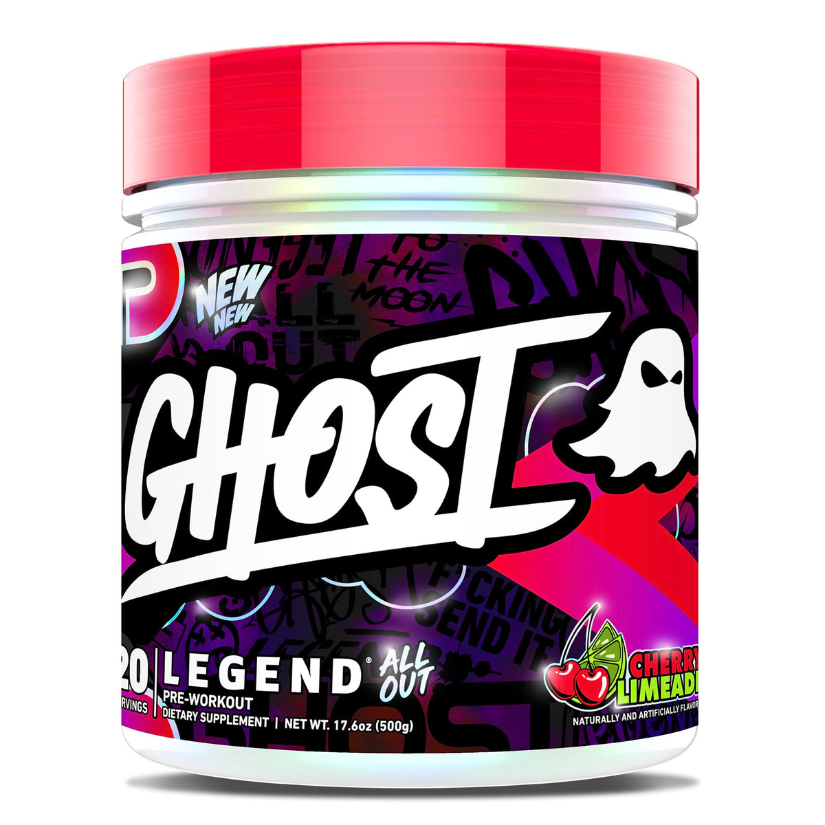 Ghost Legend All Out Cherry Limeade pre-workout powder tub ready for intense sessions