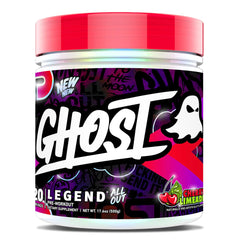 Ghost Legend All Out Cherry Limeade pre-workout powder tub ready for intense sessions