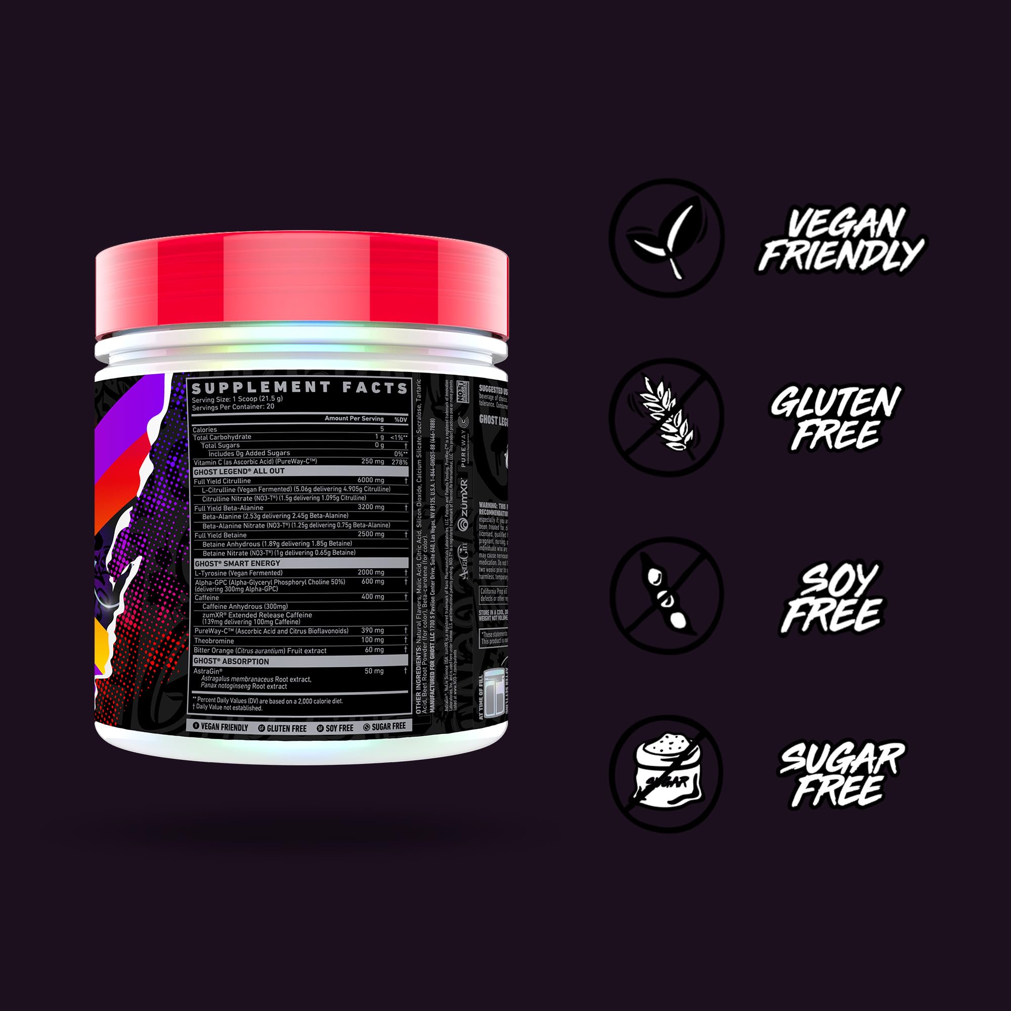 GHOST Legend All Out Strawbango ready-to-drink pre-workout mix in glass for workouts.