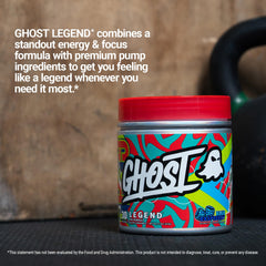 Pouring Ghost Legend powder into a shaker to fuel workouts with focus and energy.