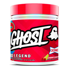 Ghost Legend powder tub front view highlights vegan-friendly pre-workout formula