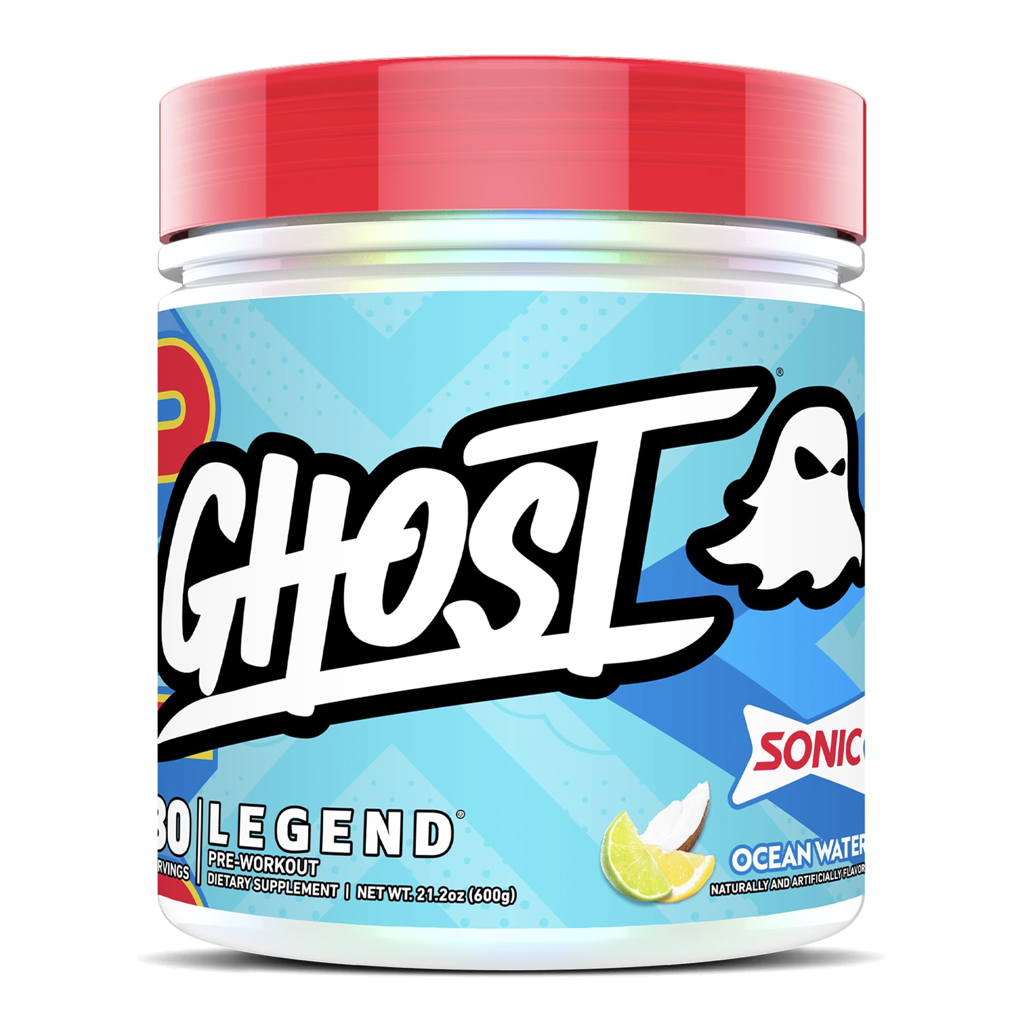 GHOST Legend pre-workout powder jar with clear label for reliable dosing